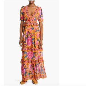 FARM Rio Floral Maxi Dress - Pink, Yellow, Blue